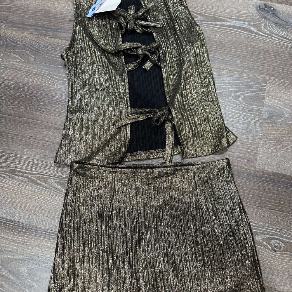 Cider Black and Gold Textured Fabric